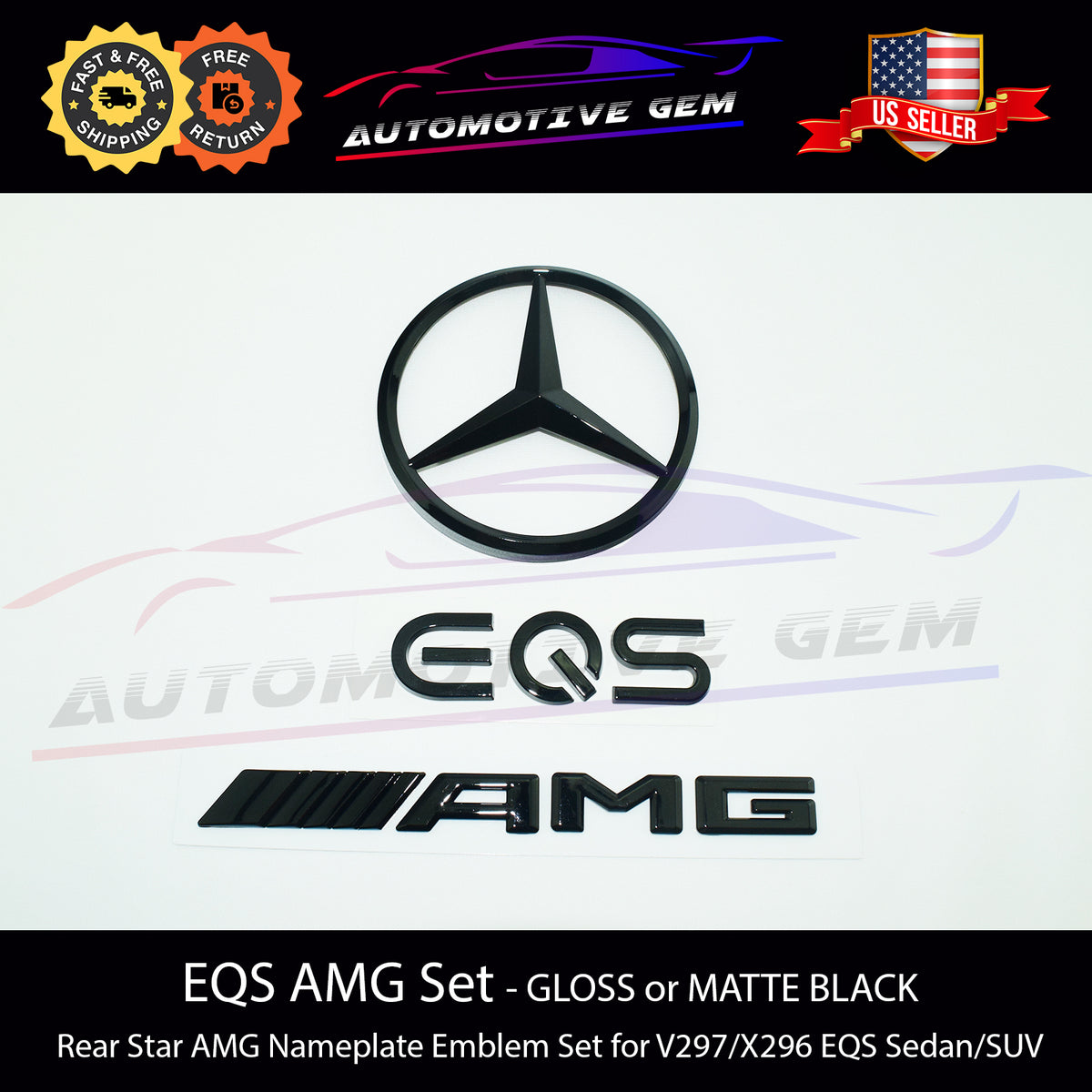 Mercedes-Benz Combo Set - Blackout Badges, Stars, AMG emblems