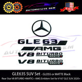 GLE63S AMG V8 BITURBO 4MATIC+ PLUS Rear Star Emblem Black Badge Combo Set for Mercedes V167 SUV 2020+