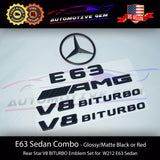 E63S SEDAN AMG V8 BITURBO Rear Star Emblem Black Badge Combo Set Mercedes W212