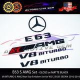 E63S SEDAN AMG V8 BITURBO Rear Star Emblem Black Badge Combo Set Mercedes W212