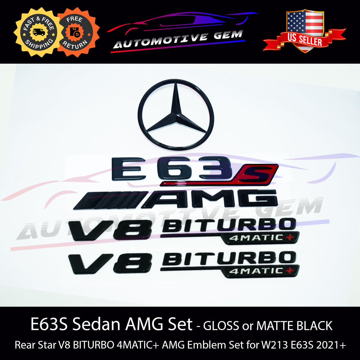 E63S AMG V8 BITURBO 4MATIC+ PLUS Rear Star Emblem Black Badge Mercedes