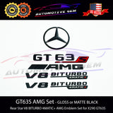GT63S AMG V8 BITURBO 4MATIC+ PLUS Rear Star Emblem Black Badge Combo Set for Mercedes X290 COUPE G A2908171400 G A2908171300 G A2908171000 G A2138179900 G A1678176600 G A2908100300