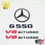 G550 SUV AMG V8 BITURBO Rear Star Emblem Black Badge Set Mercedes G Class W463