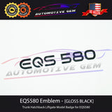 EQS580 Emblem BLACK Rear Trunk Badge Liftgate Hatchback Logo Electric Mercedes Sedan SUV V297 X296 G A2978172900  G A2978173000  G A2978170200