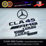 CLA45 AMG TURBO 4MATIC Rear Star Emblem Black Badge Combo Set for Mercedes W117 C117 2017-2019 G A1178170015  G A1178171300  G A1178173800  G A1178174100  G A1178170014  G A1178171500  G A1178173900  G A1768171100  G A1768171200  G A1768173200  G A1768173300  G A1178170016