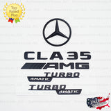 CLA35 AMG TURBO 4MATIC Rear Star Emblem Black Badge Combo Set for Mercedes C118 COUPE
