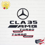 CLA35 AMG TURBO 4MATIC Rear Star Emblem Black Badge Combo Set for Mercedes C118 COUPE