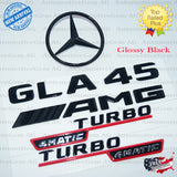 GLA45 AMG TURBO 4MATIC Rear Star Emblem Black Badge Combo Set for Mercedes X156 2017-2020