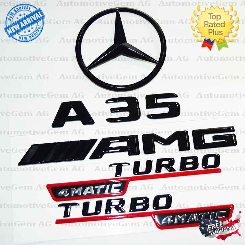 A35 SEDAN AMG TURBO 4MATIC Rear Star Emblem Black Badge Mercedes V177