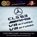 CLS63S AMG V8 BITURBO Rear Star Emblem Black Badge Combo Set for Mercedes W218