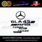 GLA45 AMG TURBO 4MATIC+ PLUS Rear Star Emblem Black Badge Combo Set for Mercedes H247 SUV 2021+