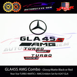 GLA45 AMG TURBO 4MATIC+ PLUS Rear Star Emblem Black Badge Combo Set for Mercedes H247 SUV 2021+