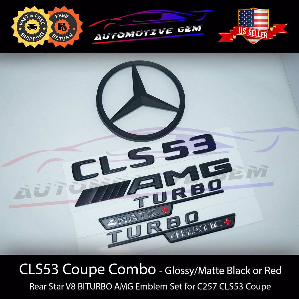 CLS53 AMG TURBO 4MATIC+ Rear Star Emblem Black Badge Mercedes C257