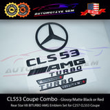 CLS53 AMG TURBO 4MATIC+ Rear Star Emblem Black Badge Combo Set for Mercedes C257 COUPE A0998108500