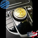 3D Mercedes AMG Tree Logo Emblem Sticker Metal Gold Multimedia Control Decal Big