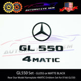 GL550 4MATIC Rear Star Emblem Black Letter Badge Logo Combo Set for AMG Mercedes X166