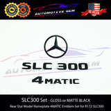 SLC300 4MATIC Rear Star Emblem Black Letter Badge Logo Combo Set for AMG Mercedes R172 Convertible Roadster A1728170016