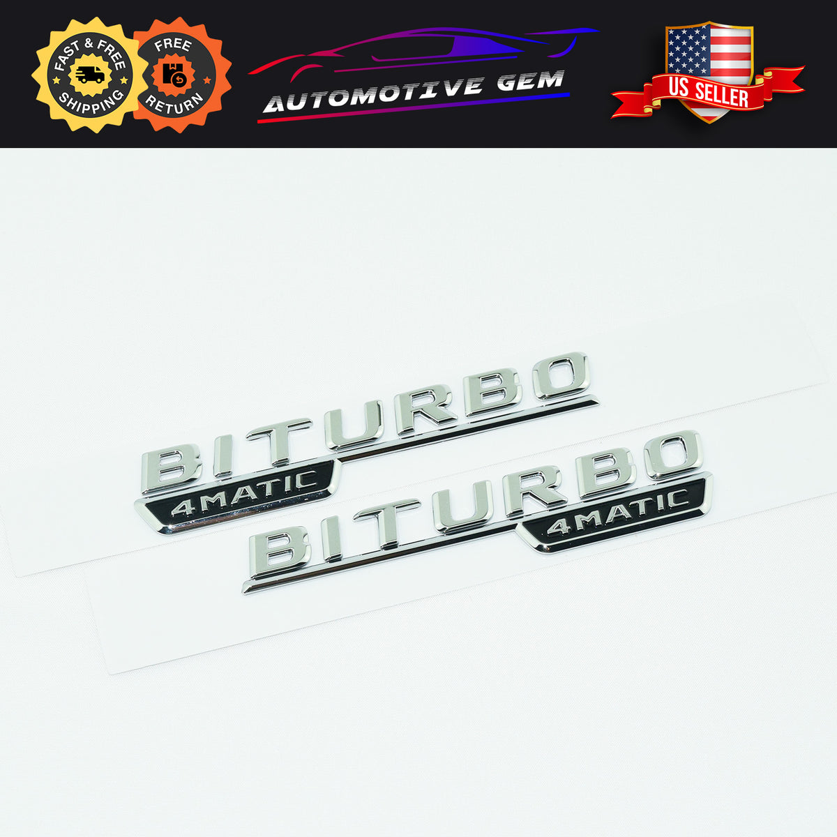 OEM BITURBO 4MATIC AMG Emblem Fender CHROME Badge Logo for Mercedes –  Automotive Gem