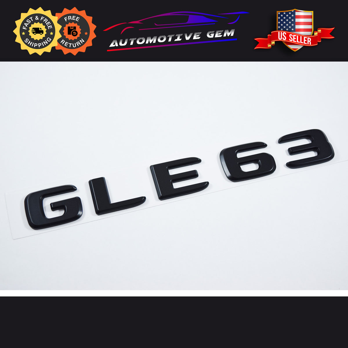 GLE63 AMG Emblem Matte Black Rear Trunk Letter Logo Badge Sticker 