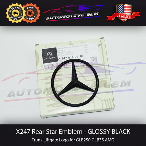 X247 GLB35 AMG Mercedes BLACK Star Emblem Rear Trunk Lid Logo Badge GLB250 2478170016