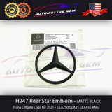H247 GLA45S AMG Mercedes BLACK Star Emblem Rear Trunk Lid Logo Badge GLA250 GLA35