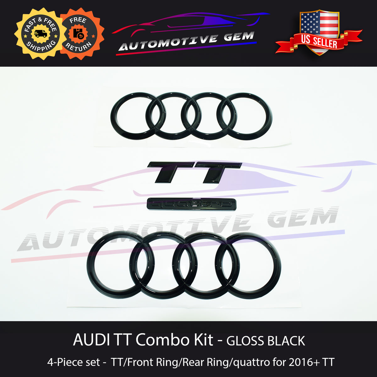 Audi S/RS/SQ/RSQ/TT/TTRS Badge Full Set - Gloss Black (Front&Rear Ring –  EVOLUTIONAUTO