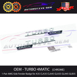 OEM TURBO 4MATIC Fender AMG Emblem CHROME Logo Badge for Mercedes A35 A45 CLA35 GLA35 GLA45 GLB35