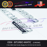OEM BITURBO 4MATIC AMG Emblem Fender CHROME Badge Logo for Mercedes C43 E43 GLC43 GLE43