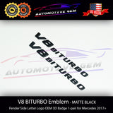 OEM V8 BITURBO Emblem AMG Fender MATTE BLACK Badge Logo for Mercedes C63 E63 G63 S63 GLE63 GLS63 GT