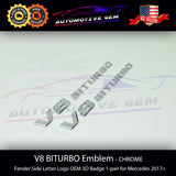OEM V8 BITURBO Emblem AMG Fender CHROME Badge Logo for Mercedes C63 E63 G63 S63 GLE63 GLS63 GT
