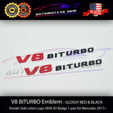 OEM V8 BITURBO Emblem AMG Fender RED BLACK Badge Logo for Mercedes C63 E63 G63 S63 GLE63 GLS63 GT