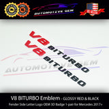 OEM V8 BITURBO Emblem AMG Fender RED BLACK Badge Logo for Mercedes C63 E63 G63 S63 GLE63 GLS63 GT