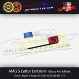 AMG S Letter Trunk Emblem Glossy Black Red Badge Sticker Decoration C63S E63S
