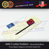 AMG S Letter Trunk Emblem Glossy Black Red Badge Sticker Decoration C63S E63S