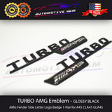 OEM TURBO AMG Emblem Fender GLOSS BLACK Badge Logo Sticker for Mercedes CLA45 GLA45 A45