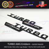 OEM TURBO AMG Emblem Fender GLOSS BLACK Badge Logo Sticker for Mercedes CLA45 GLA45 A45