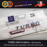OEM TURBO AMG Emblem Fender RED & BLACK Badge Logo Sticker for Mercedes CLA45 GLA45 A45