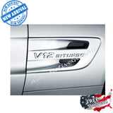 OEM V12 BITURBO Emblem AMG Fender CHROME Badge Logo for Mercedes CL63 CL65 S65 G65