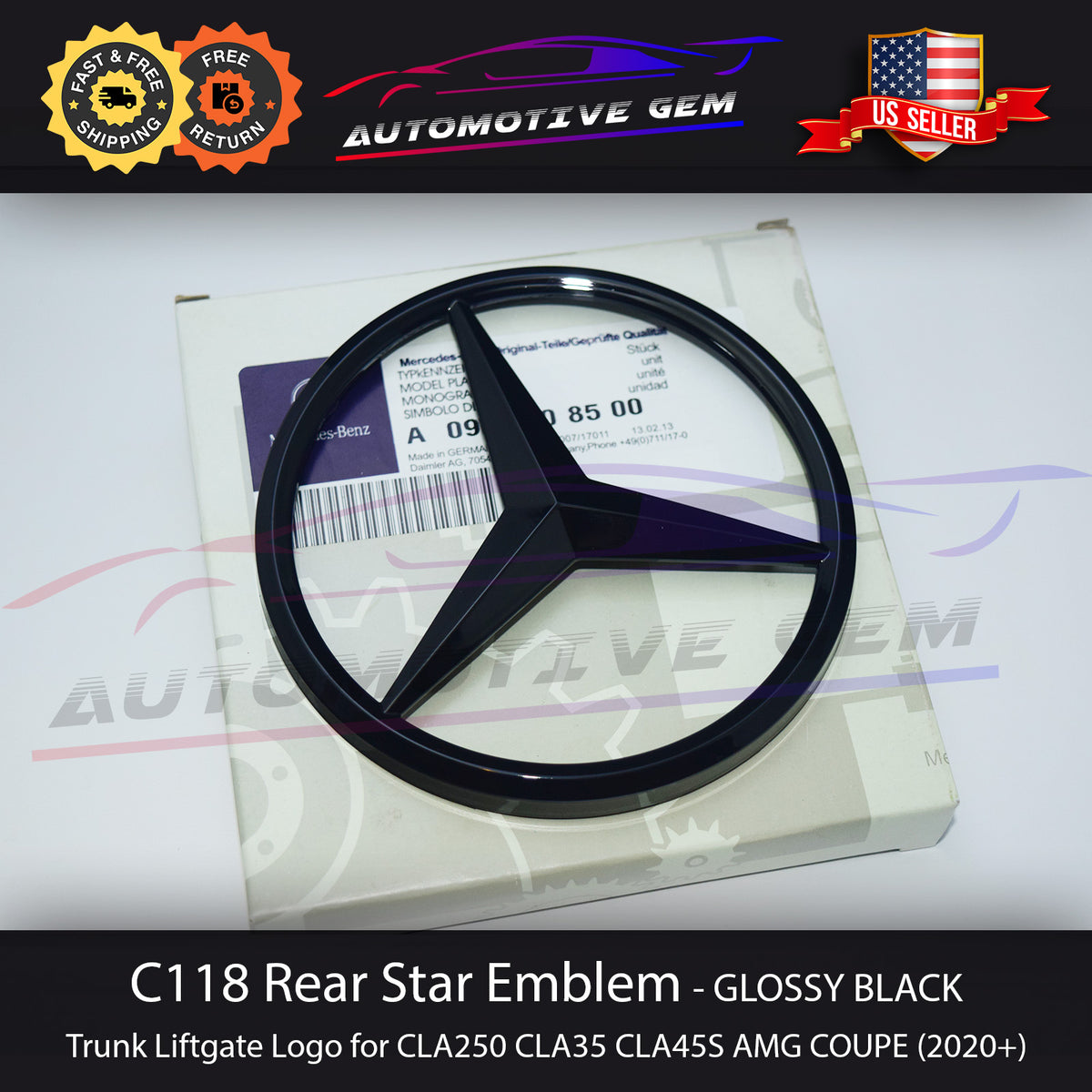 C300 SEDAN 4MATIC Rear Star Emblem Black Letter Badge Logo Set AMG