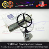 OEM Front Hood Ornament GLOSSY Black Mounted Standing Star Logo for C E S Class Mercedes Benz