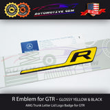 AMG GT R Emblem Yellow Glossy Black Letter Trunk Lid Badge Sticker for Mercedes GT GTR A1908171500
