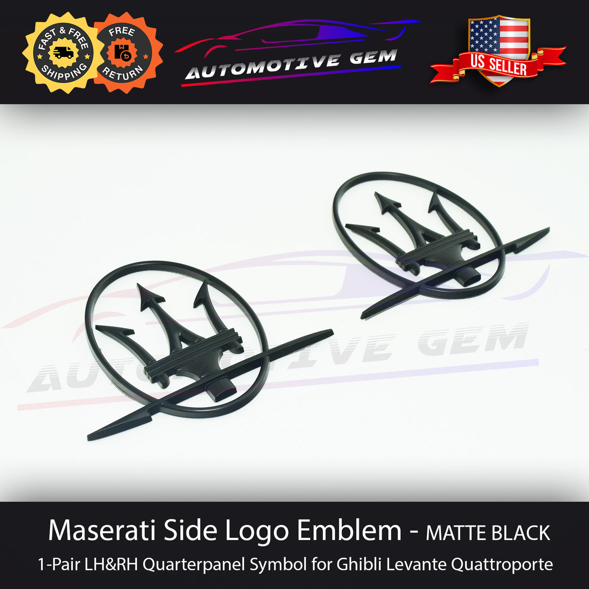 Emblema Original Maserati Ghibli En Negro Brillante Para Tapa Del Maletero, Insignia OEM 670008315