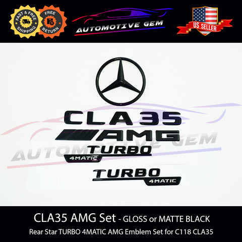 CLA35 AMG TURBO 4MATIC Rear Star Emblem Black Badge Combo Set for Mercedes C118 COUPE G A1188170900 G A1188173200 G A1188170600 G A1188173100 G A1778177600 G A1778177800 G A2478174900 G A2478175000 G A0998108500