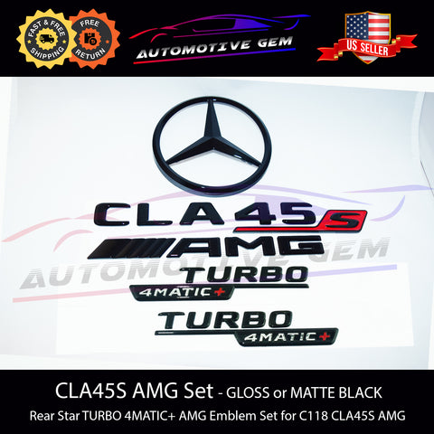 CLA45 AMG TURBO 4MATIC+ PLUS Rear Star Emblem Black Badge Combo Set for Mercedes C118 COUPE 2020+ G A1188170800 G A1188170600 G A2478174700 G A2478174800 G A0998108500