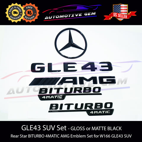 Black Mercedes-Benz E63S AMG Rear Star Emblem Badge Set – S212 Wagon – OEM Style