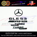 GLE53 AMG TURBO 4MATIC+ Rear Star Emblem Black Badge Combo Set for Mercedes V167 SUV A1678171200