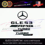 GLE53 COUPE AMG TURBO 4MATIC+ Rear Star Emblem Black Badge Combo Set for Mercedes C167 A0998108500