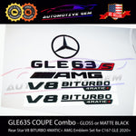GLE63S COUPE AMG V8 BITURBO 4MATIC+ PLUS Rear Star Emblem Black Badge Combo Set for Mercedes C167 2020+ G A1678176300 G A1678175700 G A1678176600 G A0998108500