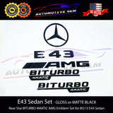 E43 AMG BITURBO 4MATIC Rear Star Emblem Black Badge Combo Set for Mercedes W213 Sedan G A2138178900 G A2138178800 G A2138170400 G A2138179000 G A2138179100 G A2058172501 G A2058172601 G A2138170116