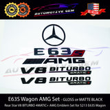 E63S WAGON AMG V8 BITURBO 4MATIC+ PLUS Rear Star Emblem Black Badge Combo Set for Mercedes S213 E63 All Terrain 2018-2023